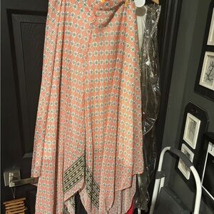 Geometric Patterned Handkerchief Orange Skirt